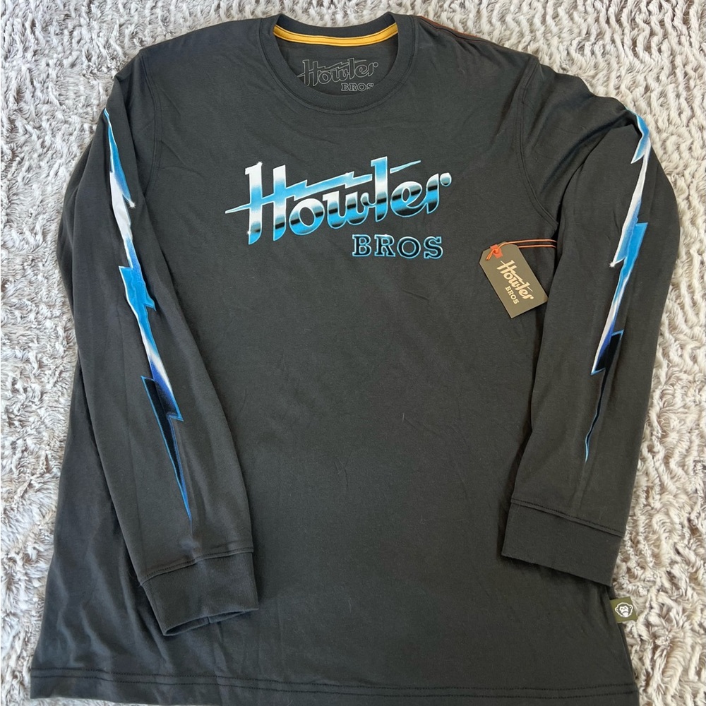 Howler Brothers Black and Blue Men's Long Sleeve T Shirt - Large